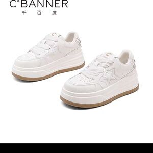 Leather Sneakers with thick heel size 6